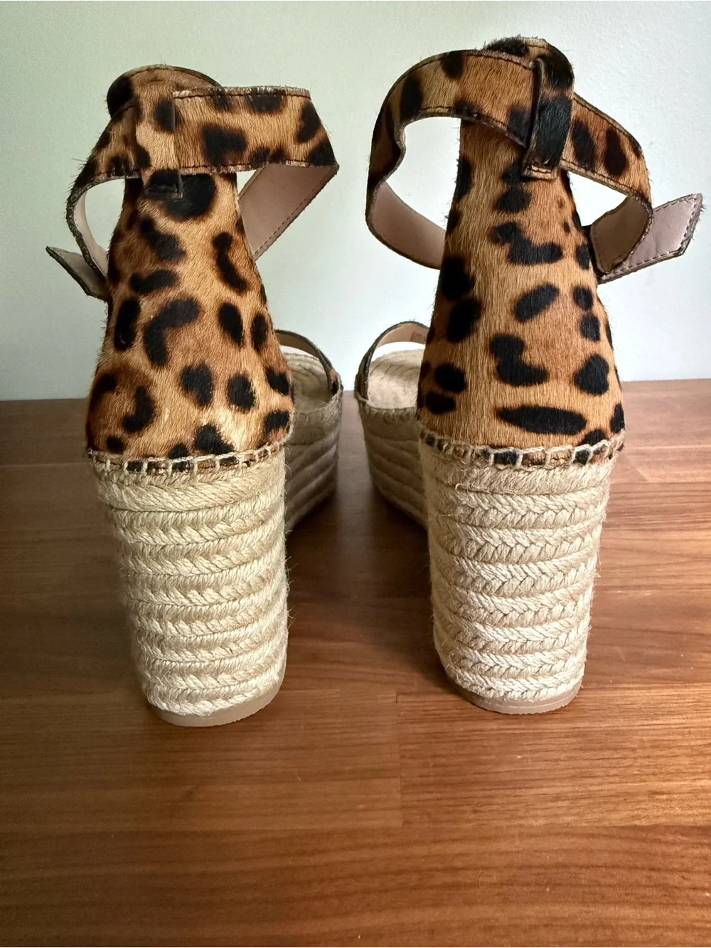 J.Crew Platform espadrille sandals in leopard calf hair, size 10